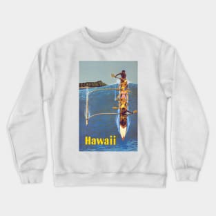 Hawaii Outrigger Canoe Diamond Head Waikiki Beach Crewneck Sweatshirt